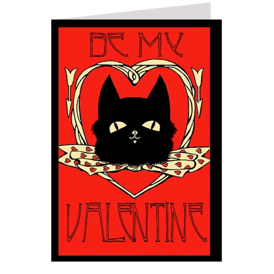 Retro Black Cat Valentine Card ~ England